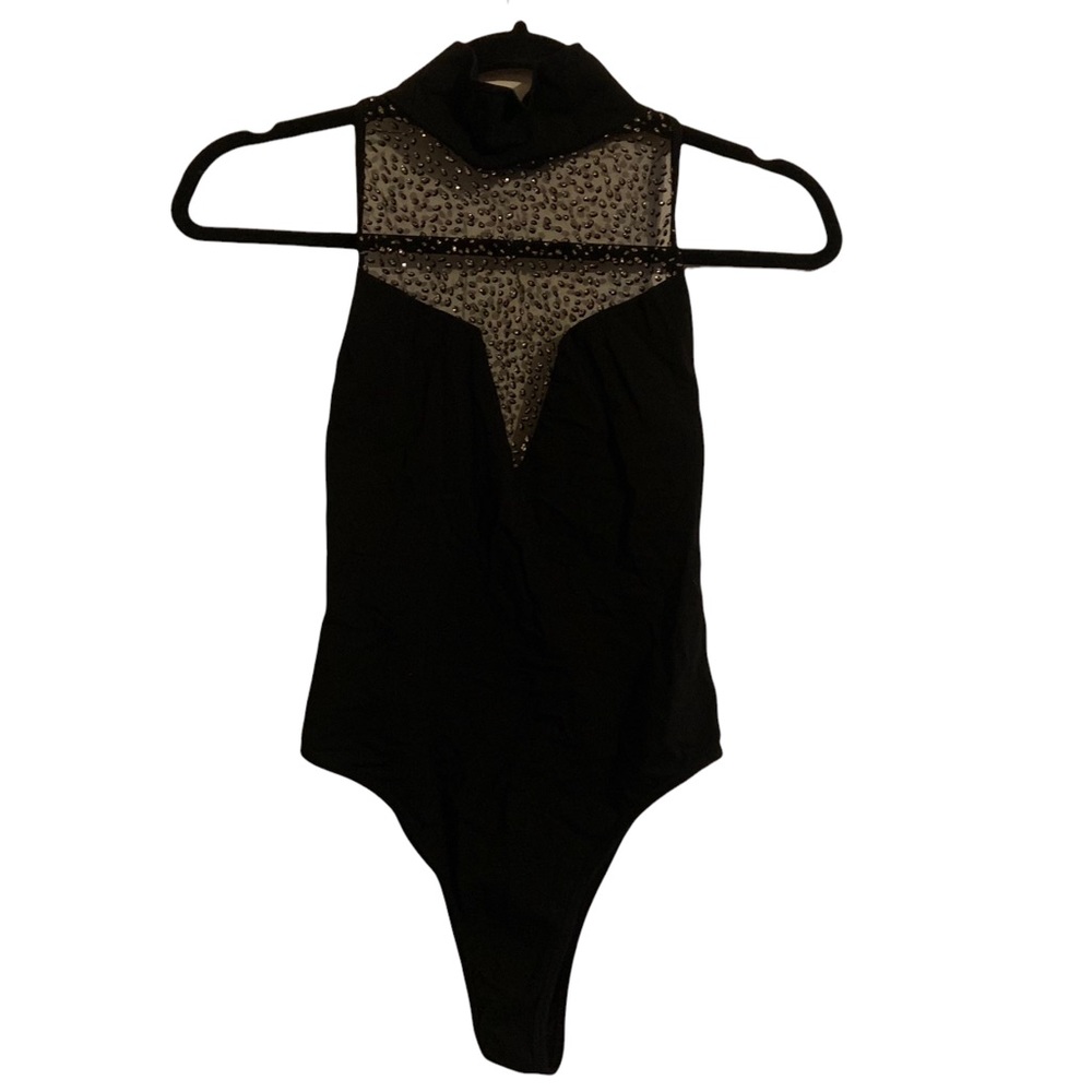 High neck Glitter Leopard Bodysuit